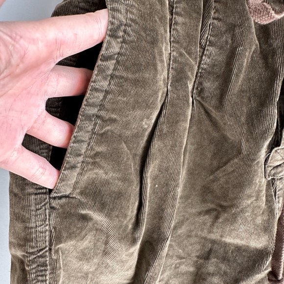 Free People Margate Brown Pleated High Rise Paper Bag Cord Ladies Trousers, XS - Picture 5 of 11